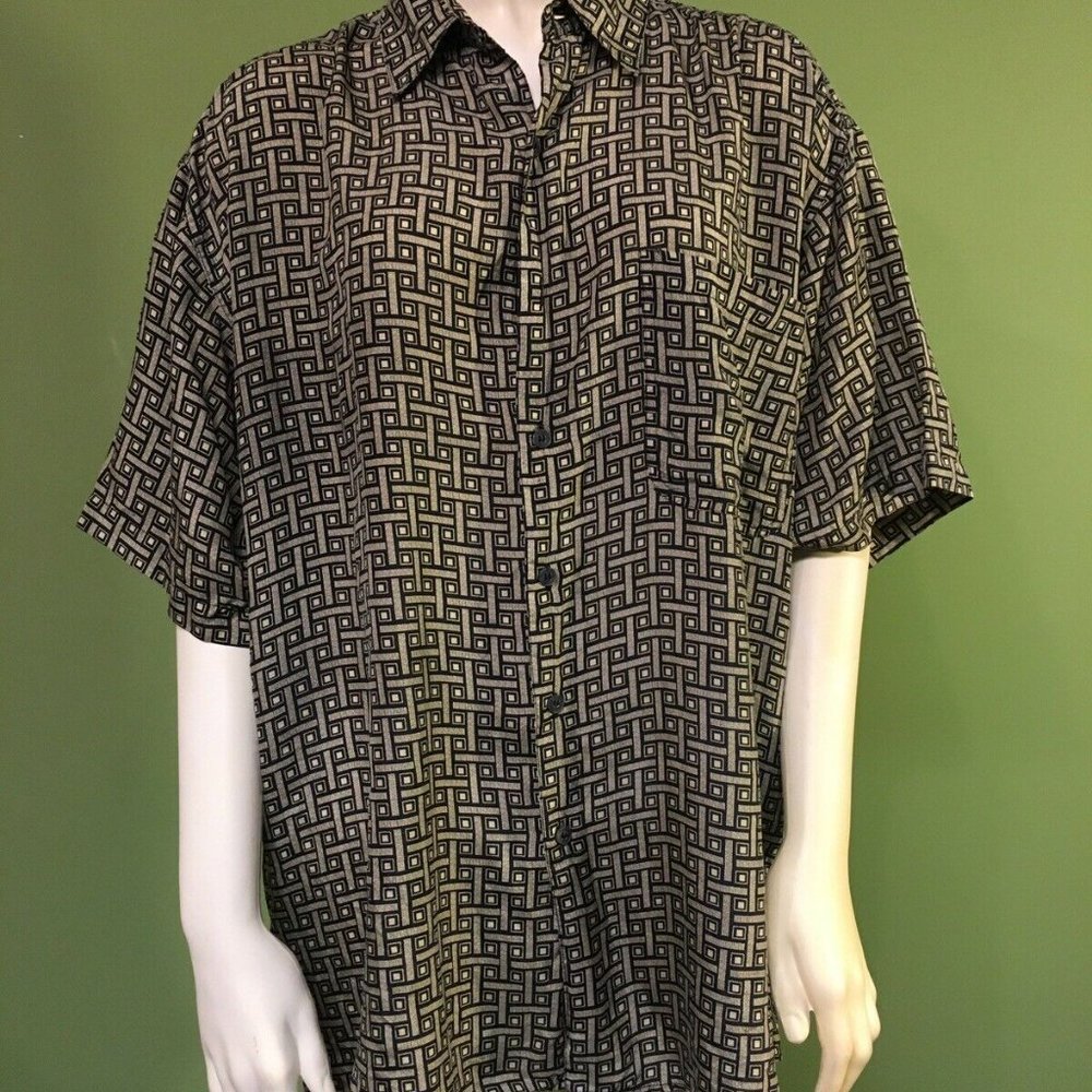 Silk Icon 100% Silk SS Button Down Top Mens k174